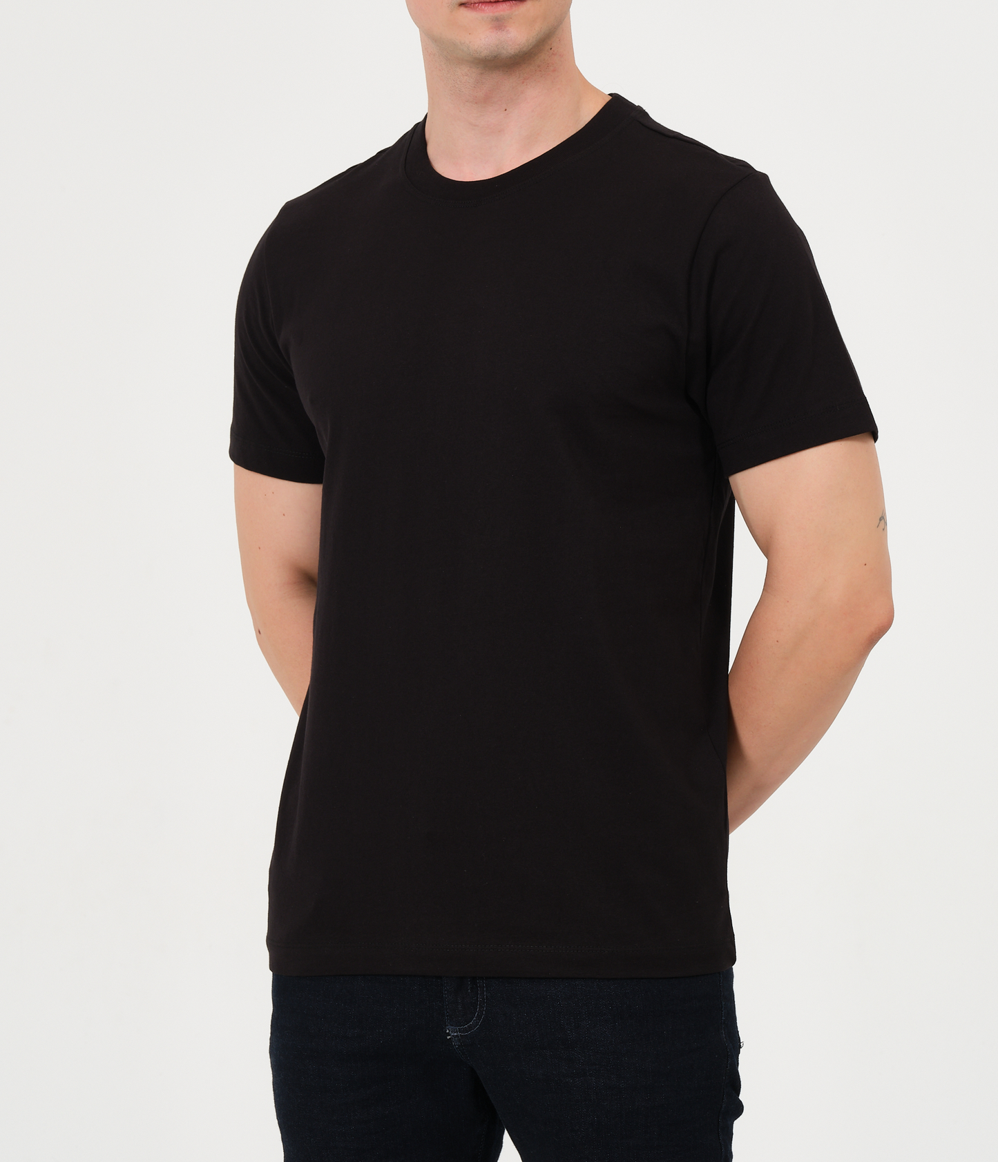 Basic Regular Fit %100 Pamuklu Logosuz Baskısız Sade Siyah T-Shirt