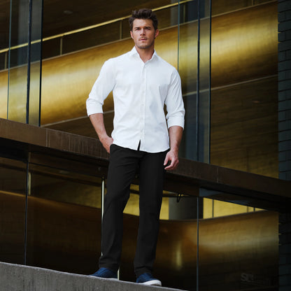 Erkek Esneyebilen Nefes Alan Kırışmaz Poliamid Kumaş Siyah Spor Pantolon