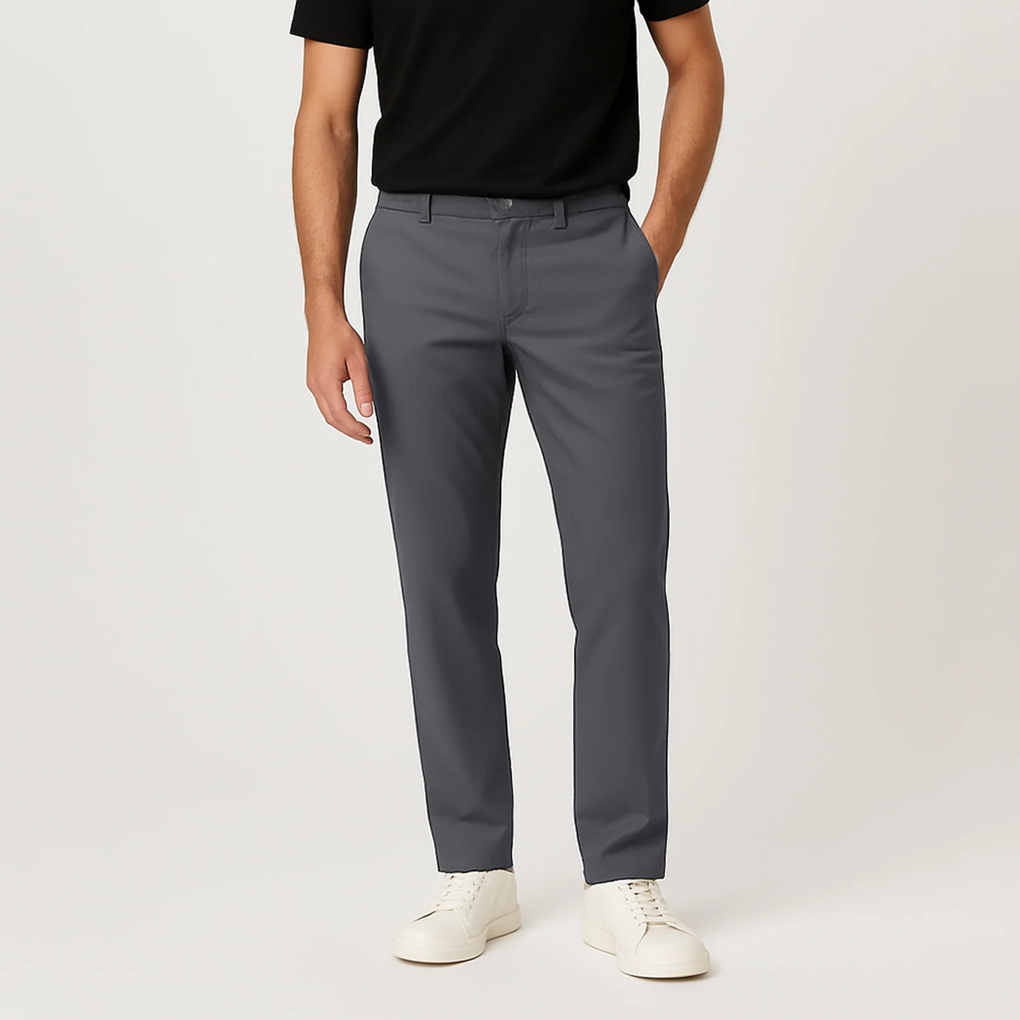 Erkek Esneyebilen Nefes Alan Kırışmaz Poliamid Kumaş Gri Pantolon