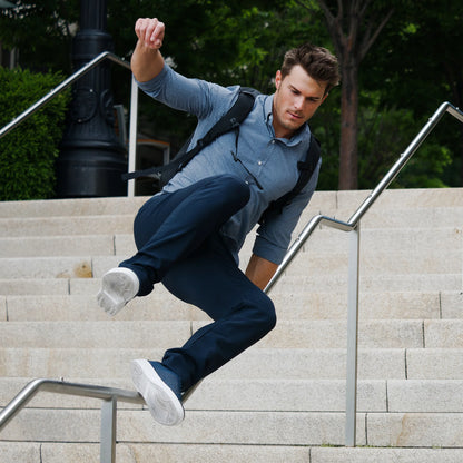Erkek Esneyebilen Nefes Alan Kırışmaz Poliamid Kumaş Lacivert Spor Pantolon